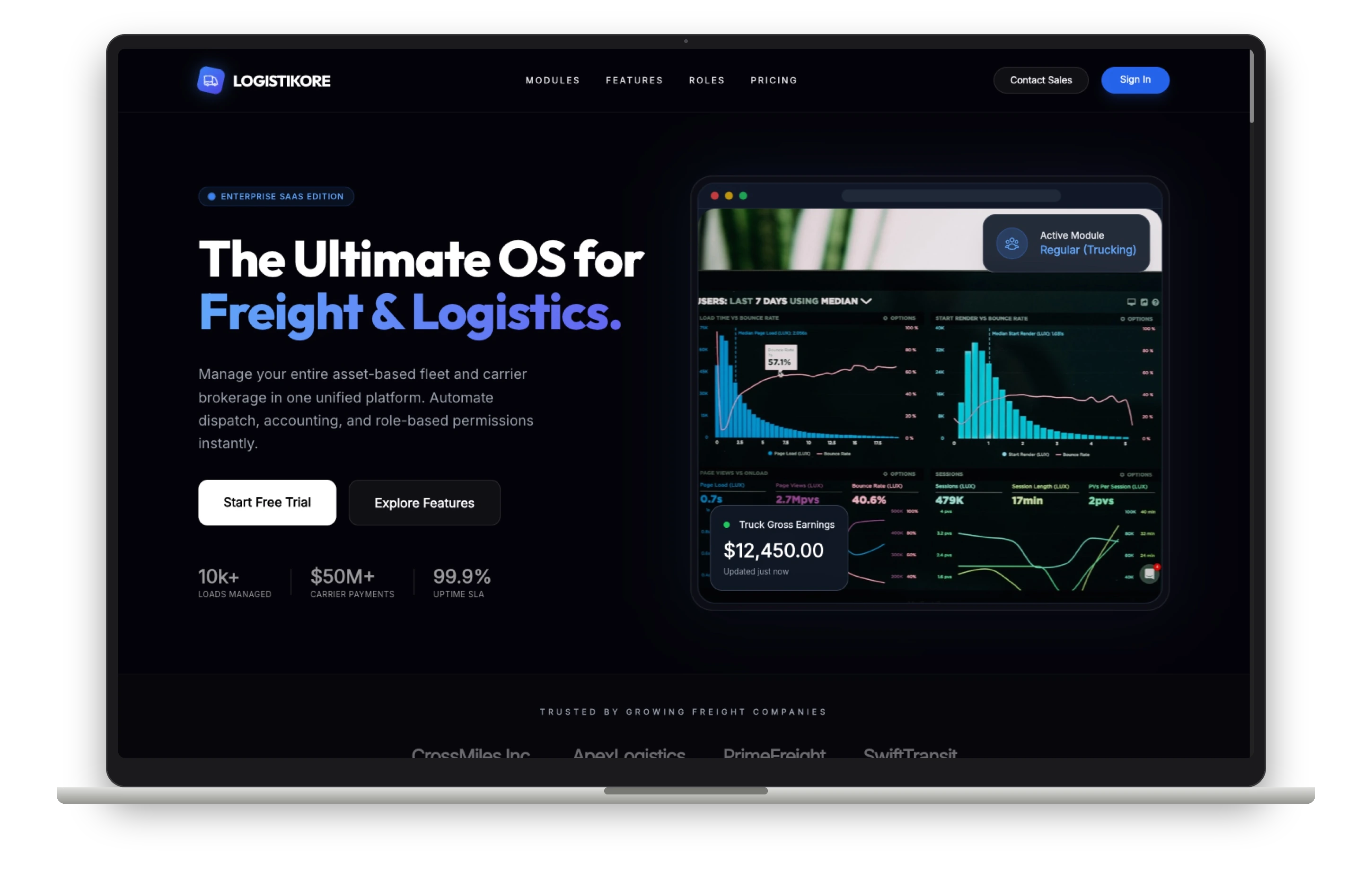 Logistikore on desktop
